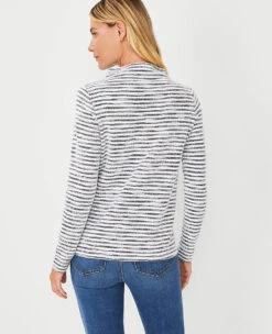 Textured Stripe Funnel Neck Sweatshirt -Anntaylor Shop 607008 2222 ALT1
