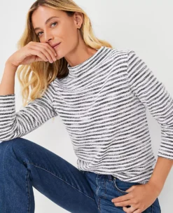 Textured Stripe Funnel Neck Sweatshirt -Anntaylor Shop 607008 2222 ALT2