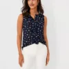 Floral Draped Mixed Media Shell -Anntaylor Shop 607025 1362