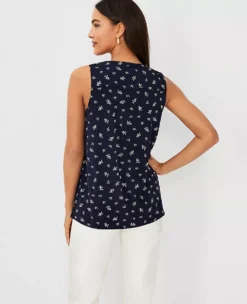 Floral Draped Mixed Media Shell -Anntaylor Shop 607025 1362 ALT1