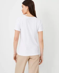 Pima Cotton V-Neck Tee -Anntaylor Shop 607027 9000 ALT1