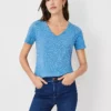 Spotted Pima Cotton V-Neck Tee 2 Spotted Pima Cotton V-Neck Tee -Anntaylor Shop 607028 2709