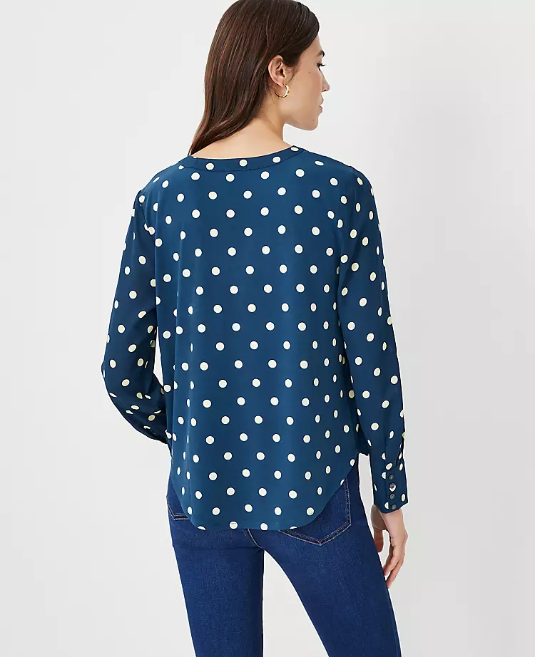 Dotted Mixed Media Pleat Front Top 4 Dotted Mixed Media Pleat Front Top - Image 2