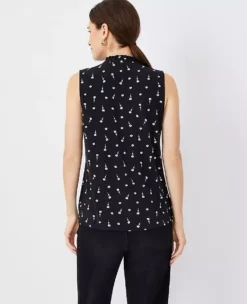 Floral Pintucked Mixed Media Shell -Anntaylor Shop 607056 2222 ALT1