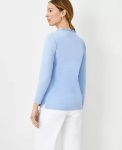 Ruffle Neck Button Top 5 Ruffle Neck Button Top -Anntaylor Shop 607064 4169 ALT1