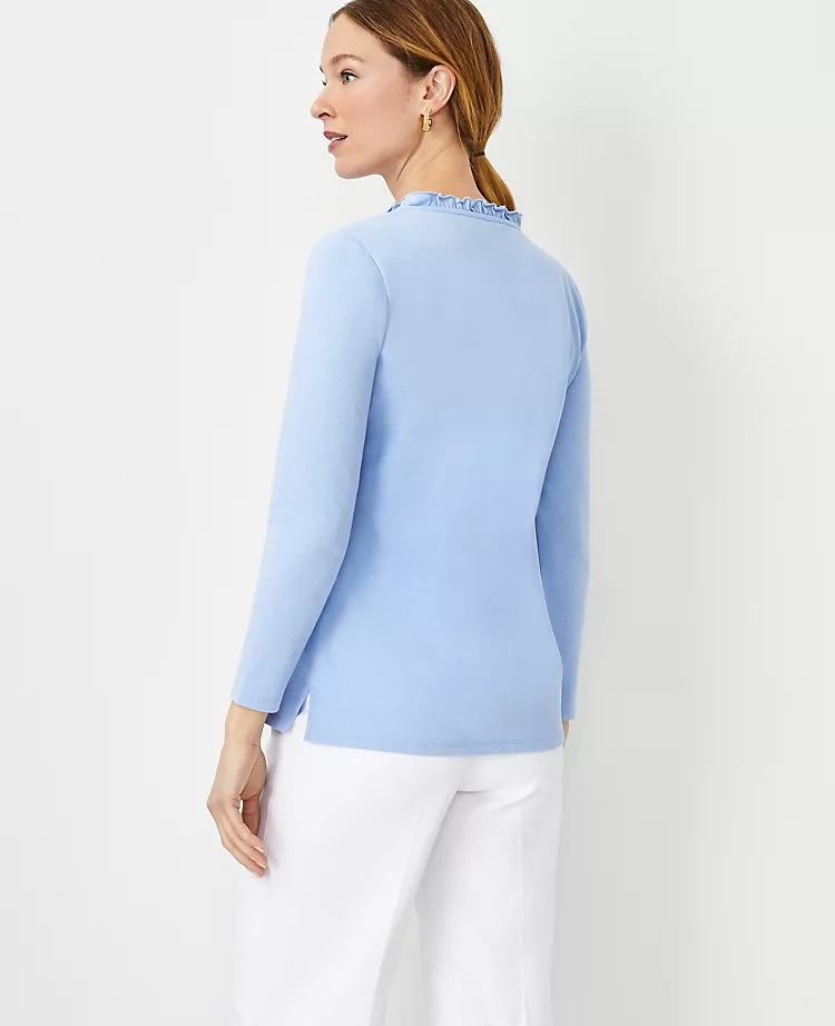 Ruffle Neck Button Top 4 Ruffle Neck Button Top - Image 2