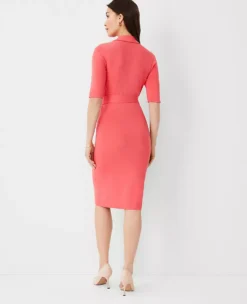 Lapel Belted Sweater Dress -Anntaylor Shop 607078 0345 ALT1