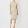 The Short Sleeve Sheath Dress In Bi-Stretch - Curvy Fit Toasted Oat