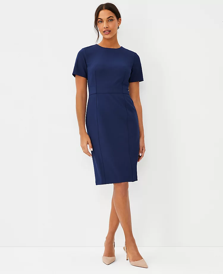 The Short Sleeve Sheath Dress In Bi-Stretch - Curvy Fit 3 The Short Sleeve Sheath Dress In Bi-Stretch - Curvy Fit