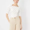Polka Dot Refined Stretch Envelope Neck Top -Anntaylor Shop 607183 9192