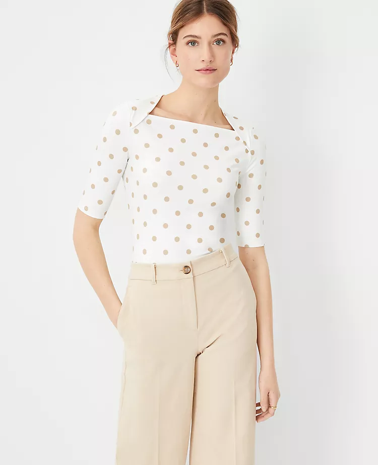 Polka Dot Refined Stretch Envelope Neck Top 3 Polka Dot Refined Stretch Envelope Neck Top