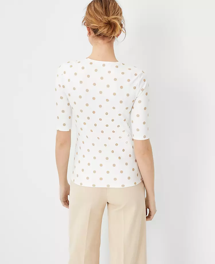 Polka Dot Refined Stretch Envelope Neck Top 4 Polka Dot Refined Stretch Envelope Neck Top - Image 2