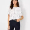 Floral Mixed Media Ruffle Sleeve Top -Anntaylor Shop 607193 9192