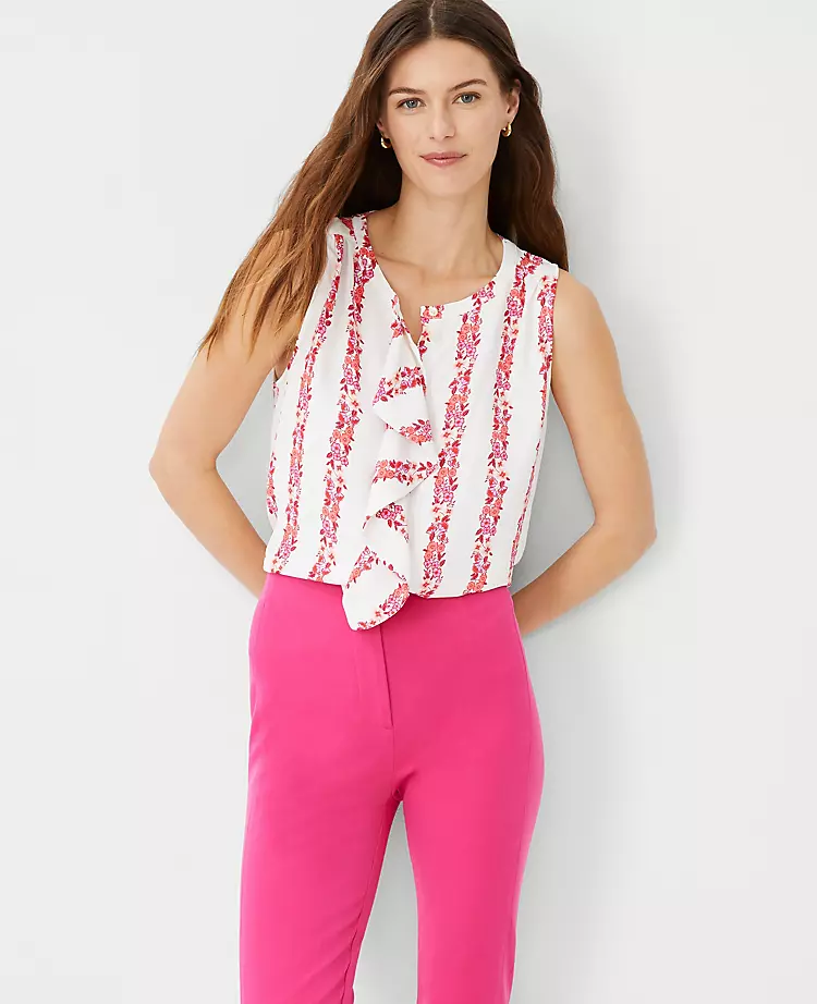 Floral Draped Mixed Media Shell 3 Floral Draped Mixed Media Shell