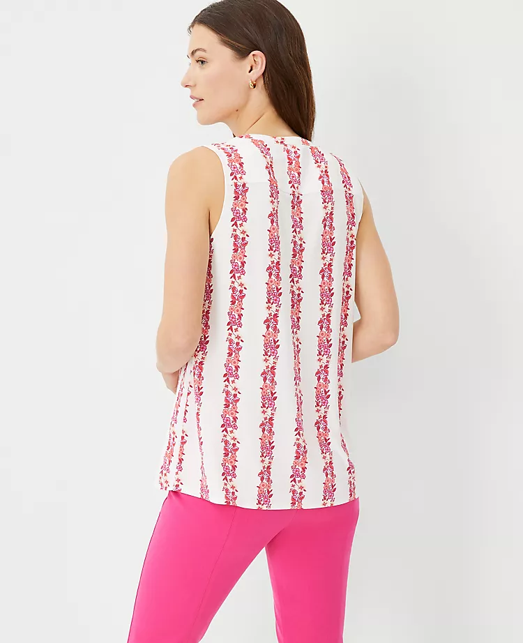 Floral Draped Mixed Media Shell 4 Floral Draped Mixed Media Shell - Image 2