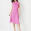 Mock Neck Midi Flare Dress -Anntaylor Shop 607551 8581