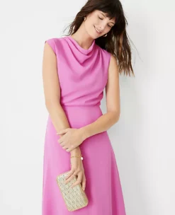 Mock Neck Midi Flare Dress -Anntaylor Shop 607551 8581 ALT2