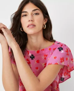 Floral Boatneck Top -Anntaylor Shop 607641 8581 ALT2