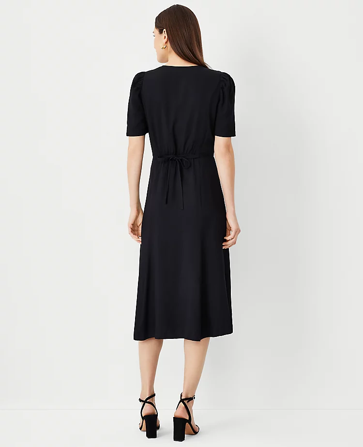 Twill Puff Sleeve Midi Dress 4 Twill Puff Sleeve Midi Dress - Image 2