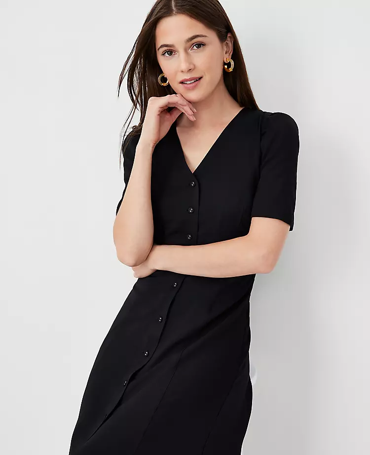 Twill Puff Sleeve Midi Dress 5 Twill Puff Sleeve Midi Dress - Image 3