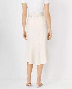 Striped Tie Waist Flounce Midi Skirt -Anntaylor Shop 607943 8187 ALT1