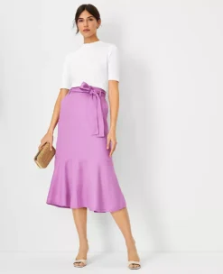 Tie Waist Flounce Midi Skirt -Anntaylor Shop 607944 8581 ALT2