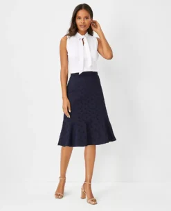 Eyelet Flounce Pencil Skirt -Anntaylor Shop 607952 1362 ALT2