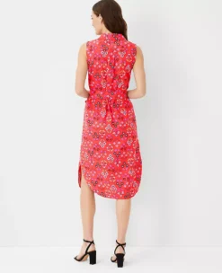Floral Linen Blend Sleeveless Shirtdress -Anntaylor Shop 608071 4021 ALT1
