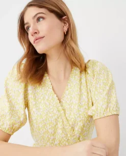 Floral Puff Sleeve Wrap Dress 7 Floral Puff Sleeve Wrap Dress -Anntaylor Shop 608074 9192 ALT2