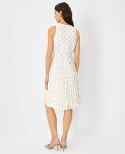 Polka Dot Pleated Flare Dress -Anntaylor Shop 608075 9192 ALT1