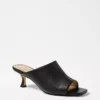 Kitten Heel Leather Mule Sandals
