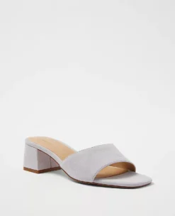 Suede Block Heel Mule Sandals
