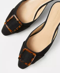 Tortoiseshell Print Buckle Suede Mule Pumps -Anntaylor Shop 608128 2222 ALT1