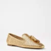 Perforated Metallic Leather Tassel Loafer Flats -Anntaylor Shop 608136 3019
