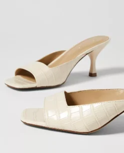 Embossed Leather Square Toe Sandals -Anntaylor Shop 608147 9133 ALT1