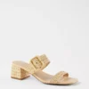 Straw Buckle Two Strap Sandals