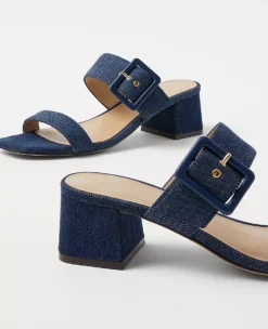 Denim Two Strap Buckle Sandals -Anntaylor Shop 608154 1082 ALT1
