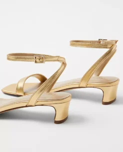 Metallic Leather Blade Heel Ankle Strap Sandals -Anntaylor Shop 608159 3019 ALT1