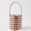 Striped Raffia Bucket Bag -Anntaylor Shop 608192 9129