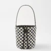 Checkered Raffia Bucket Bag -Anntaylor Shop 608193 2222