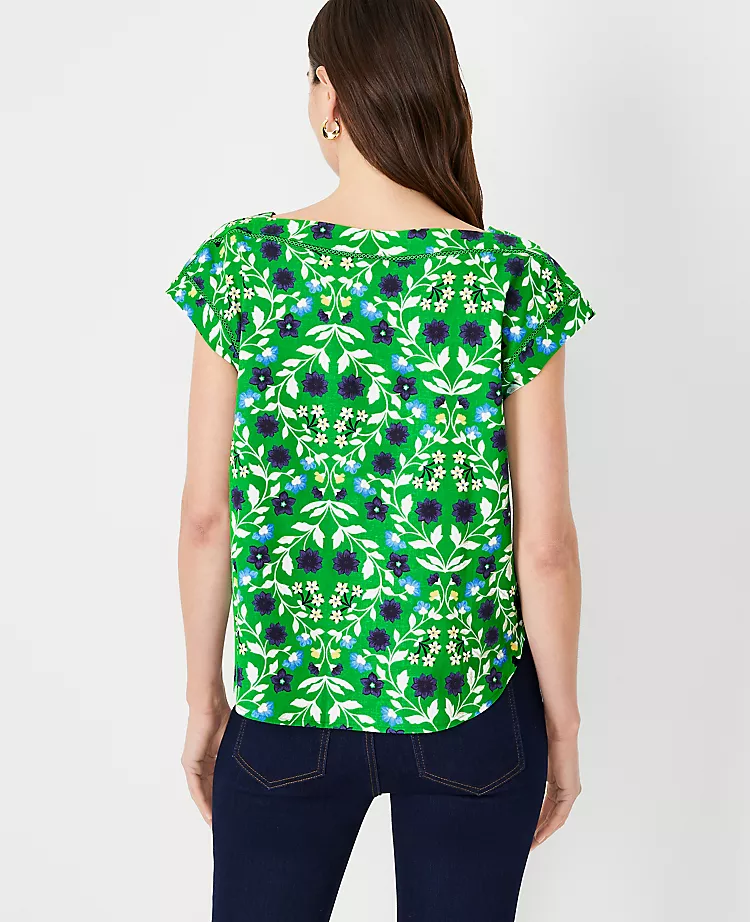 Floral Linen Blend Boatneck Top 4 Floral Linen Blend Boatneck Top - Image 2