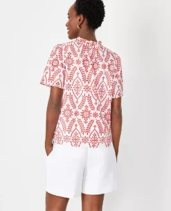 Eyelet Mock Neck Top -Anntaylor Shop 608387 9000 ALT1