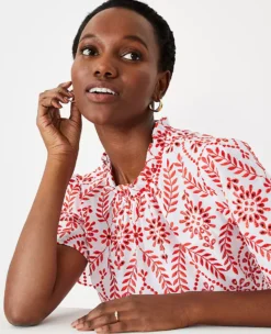 Eyelet Mock Neck Top -Anntaylor Shop 608387 9000 ALT2