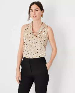 Dotted Cowl Neck Shell -Anntaylor Shop 608419 7879 ALT2