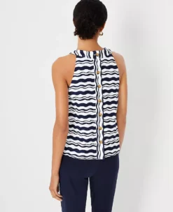 Wave Button Back Halter Top -Anntaylor Shop 608451 8818 ALT1