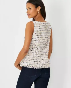 Multicolored Tweed Boatneck Shell -Anntaylor Shop 608489 0222 ALT1