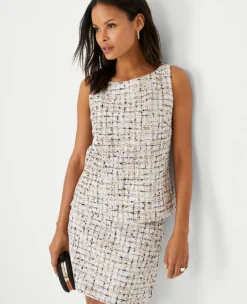 Multicolored Tweed Boatneck Shell -Anntaylor Shop 608489 0222 ALT2