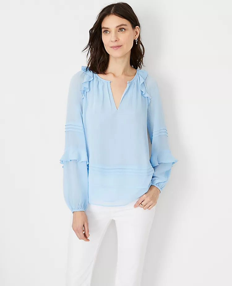 Pintucked Ruffle Sleeve Top 5 Pintucked Ruffle Sleeve Top - Image 3