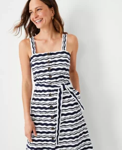 Wave Strappy Flare Dress 8 Wave Strappy Flare Dress -Anntaylor Shop 608611 8818 ALT2
