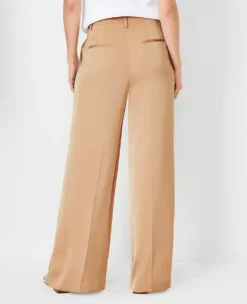 The Pleated Wide Leg Pant In Satin -Anntaylor Shop 608617 5824 ALT1